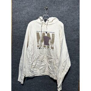Grand View Lodge Hoodie Sweatshirt Mens Large White Blue 84 Minnesota Graphic
